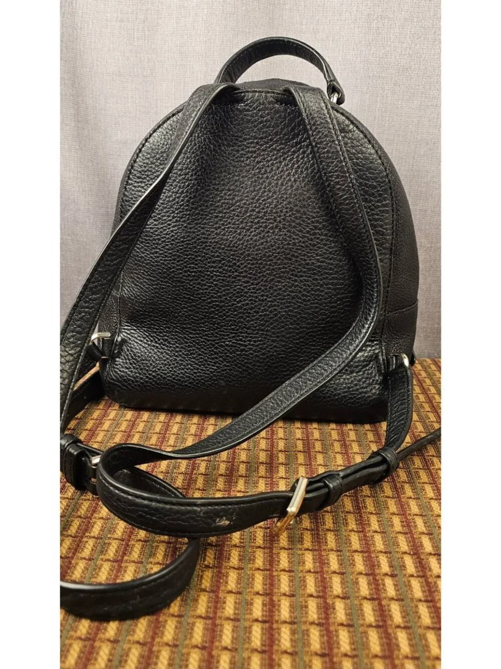 Kate Spade Pebbled Leather Mini Backpack Black Gold Hardware Adjustable Straps
